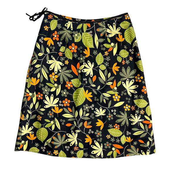 David Brooks Black Tropical Floral Midi Skirt Size 6 A-Line Colorful Green - Picture 4 of 10